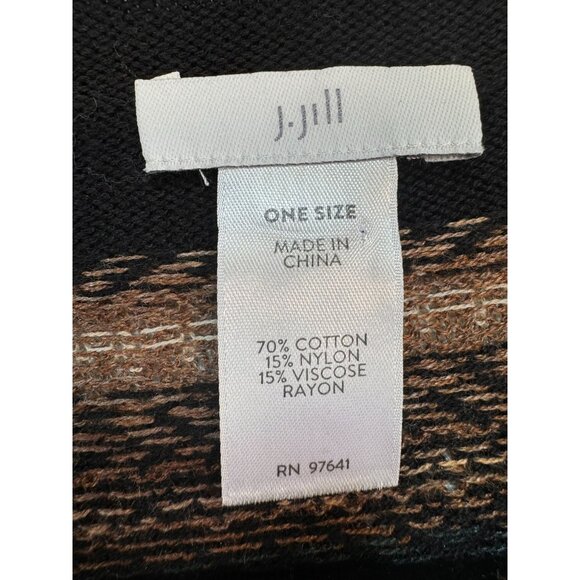 J. Jill Womens One Size Multicolor Patterned Poncho With Button Detail - Picture 2 of 10